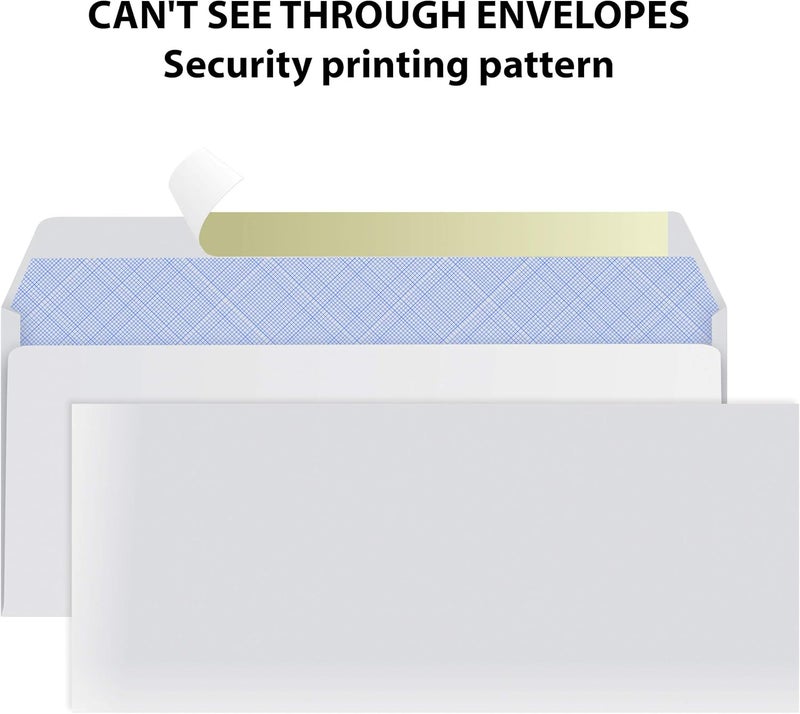 Splendoress #10 Envelopes Letter Size Self Seal | 500 Business Mailing Security Peel and Sealing Envelope | 100% Tinted | no 10 White Windowless Legal Regular Plain Envelops Pack | 4-1/8 x 9-1/2 Inches | 24 LB - Image 3