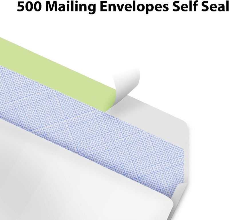 Splendoress #10 Envelopes Letter Size Self Seal | 500 Business Mailing Security Peel and Sealing Envelope | 100% Tinted | no 10 White Windowless Legal Regular Plain Envelops Pack | 4-1/8 x 9-1/2 Inches | 24 LB - Image 2