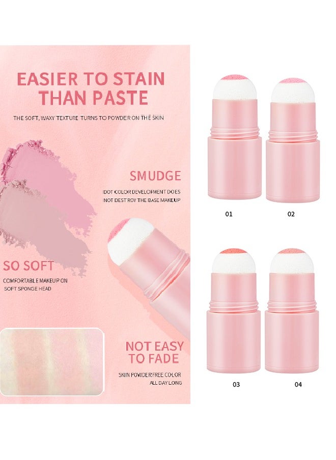 OCHEAL Full Of Vitality Powder Blusher Stick, Waterproof Blush Makeup Long Lasting 2 In 1 Cheek Blush & Lip Tint & Eye Shadow Makeup Stick(01#)  - Image 5