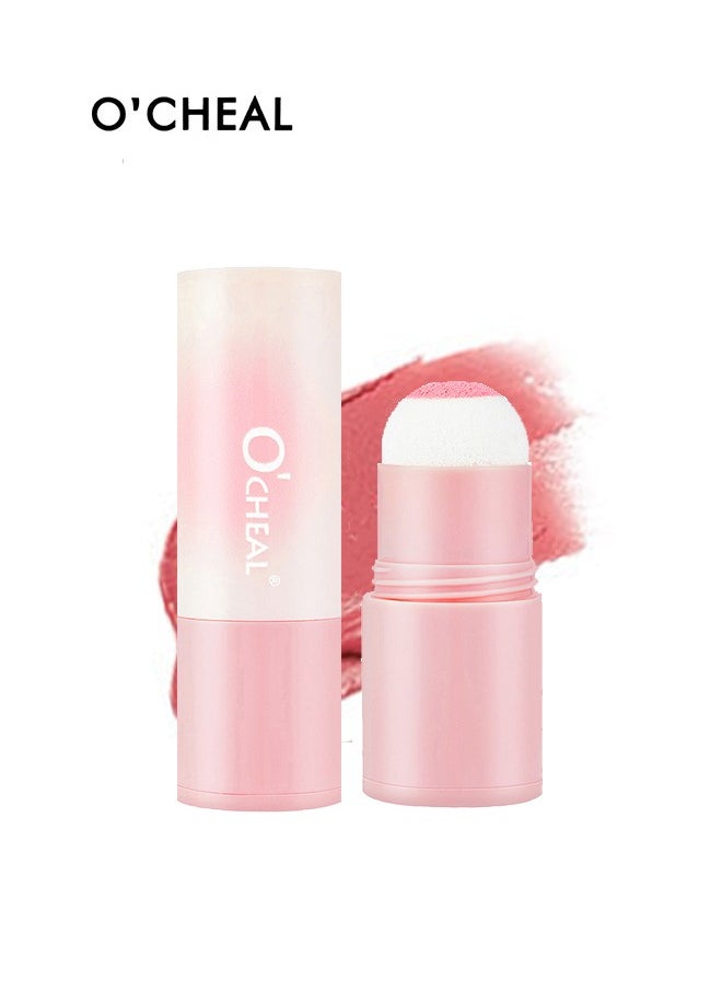 OCHEAL Full Of Vitality Powder Blusher Stick, Waterproof Blush Makeup Long Lasting 2 In 1 Cheek Blush & Lip Tint & Eye Shadow Makeup Stick(01#)  - Image 1