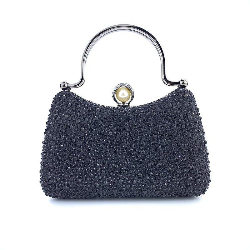 zebrum Womens Evening Clutch Bag Designer Evening Handbag Hand BagLady Party Wedding Clutch PurseFully rhinestonesBlack