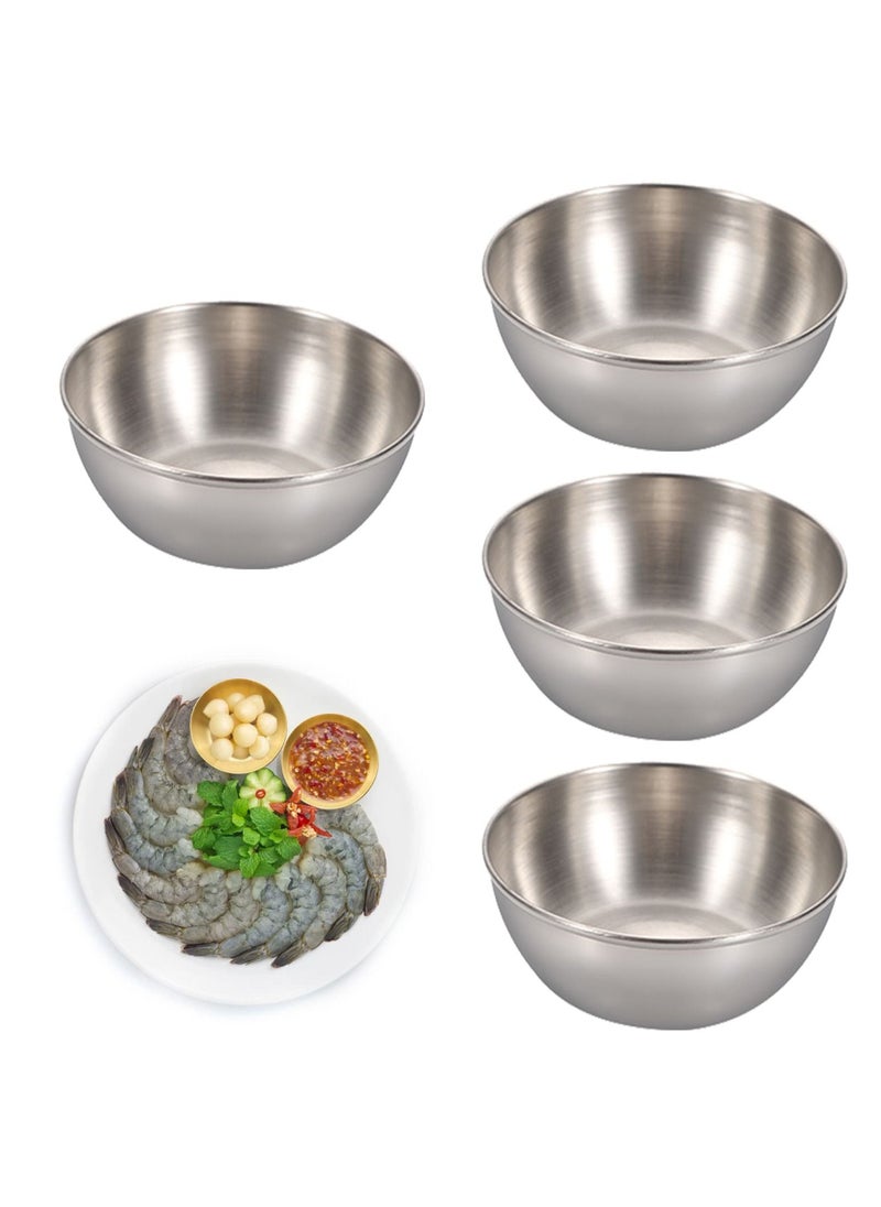 SYOSI 4pcs Stainless Steel Dip Bowls Round Seasoning Dishes Sushi Dipping Bowl Saucers Bowl Mini Appetizer Plates Seasoning Dish Saucer Plates (Silver)  - Image 1