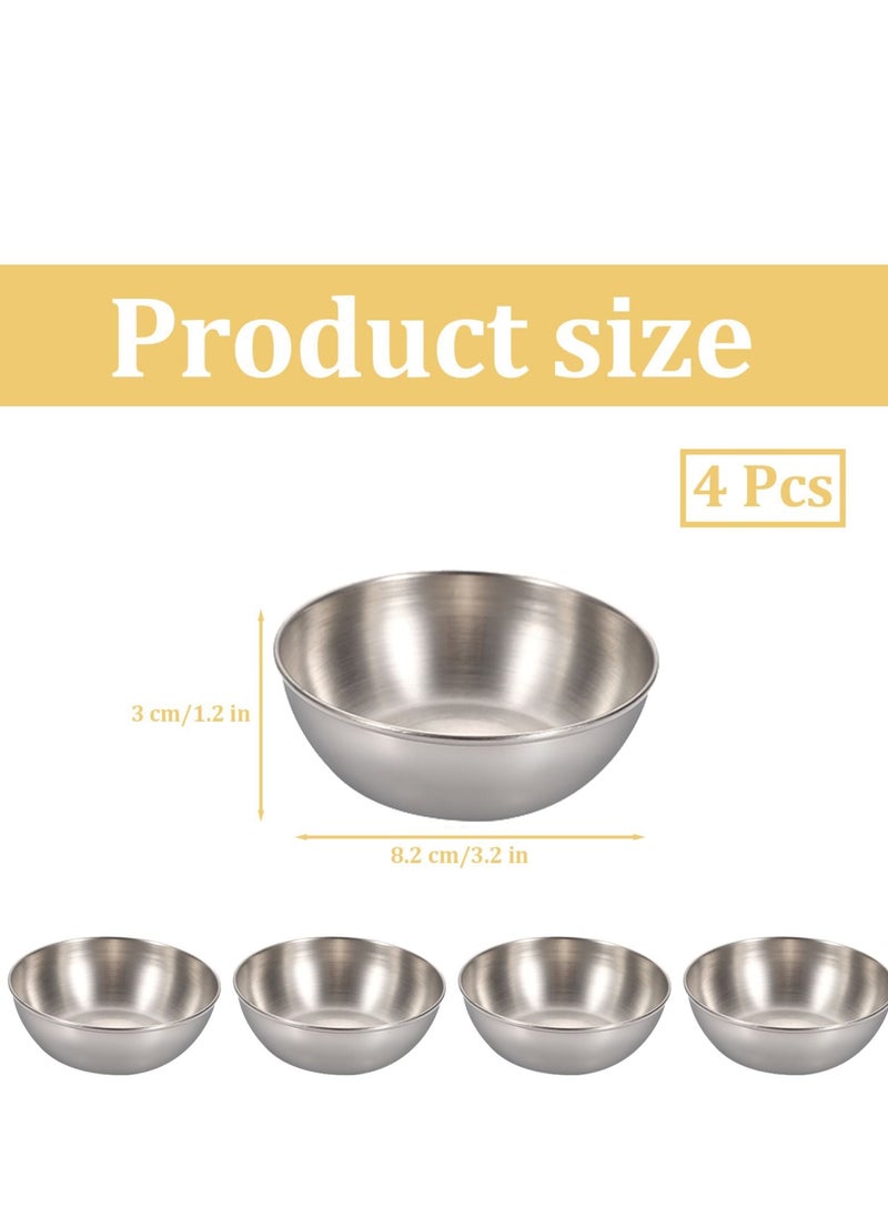 SYOSI 4pcs Stainless Steel Dip Bowls Round Seasoning Dishes Sushi Dipping Bowl Saucers Bowl Mini Appetizer Plates Seasoning Dish Saucer Plates (Silver)  - Image 5