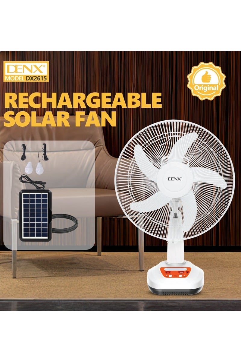 دينكس مروحة طاولة تعمل بالطاقة الشمسية بخمس شفرات مقاس 16 بوصة مع إضاءة LED، DX2615 - Image 4