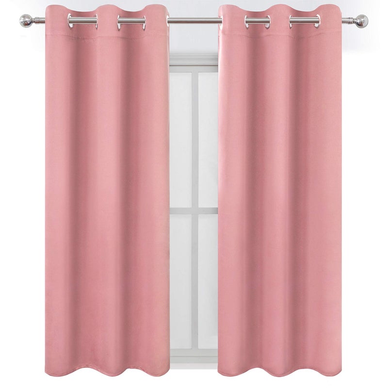 LEMOMO Baby Pink Blackout Curtains/42 x 63 Inch/Set of Two Panels Grommet Bedroom Curtains - Image 2