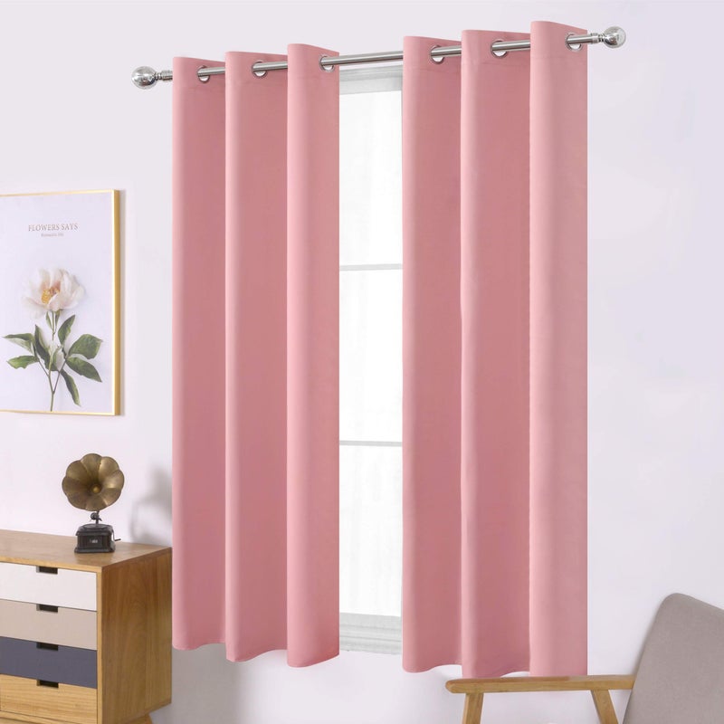 LEMOMO Baby Pink Blackout Curtains/42 x 63 Inch/Set of Two Panels Grommet Bedroom Curtains - Image 1