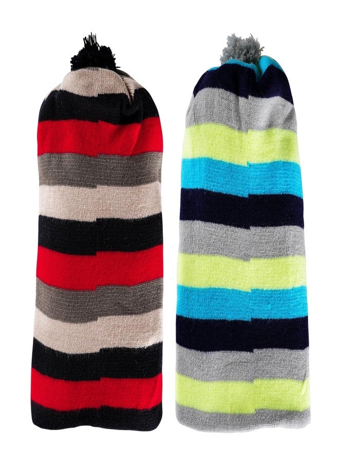 Queen Style Kids Woolen Monkey Caps for Boys and Girls (Fit for Age 3-8 Years- Pack of 2) (Red & Green) - Image 2