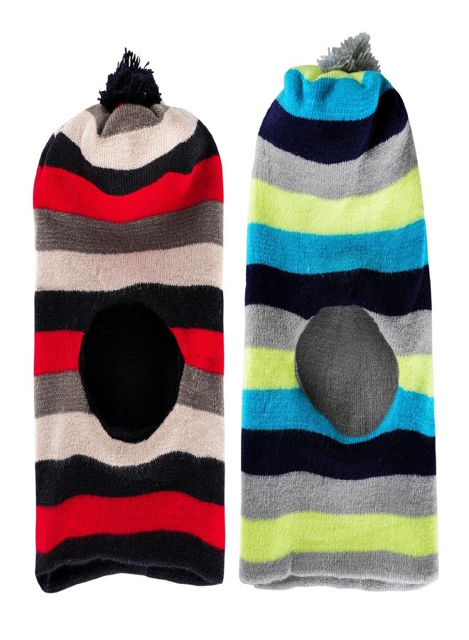 Queen Style Kids Woolen Monkey Caps for Boys and Girls (Fit for Age 3-8 Years- Pack of 2) (Red & Green) - Image 1