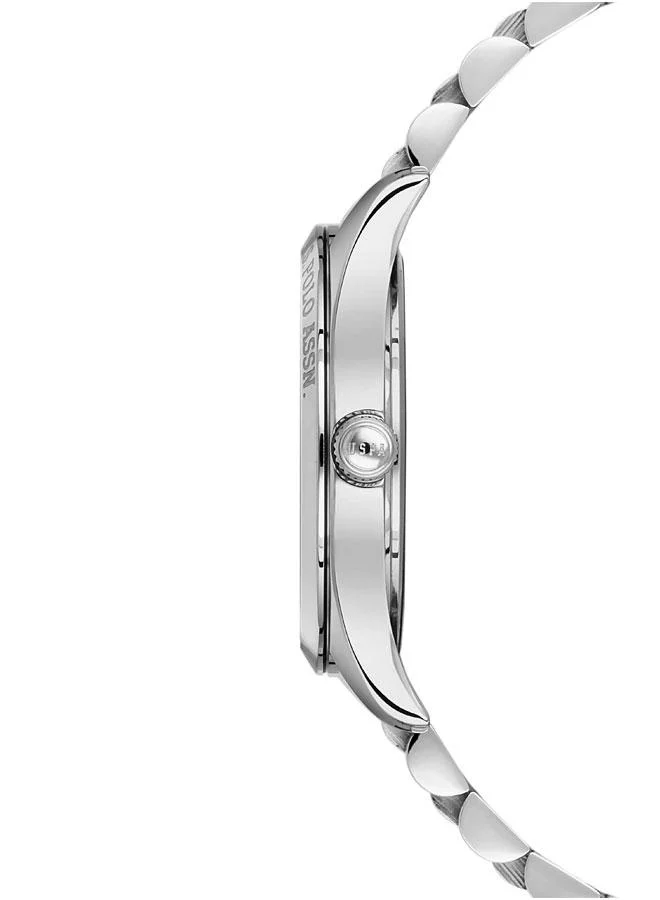 U.S. Polo Assn. U.S. Polo Assn. Fundamental 37mm Ladies' Monochromatic Silver Watch with Stainless Steel Band - USPA2041-11, Elegant Sophistication for Every Occasion