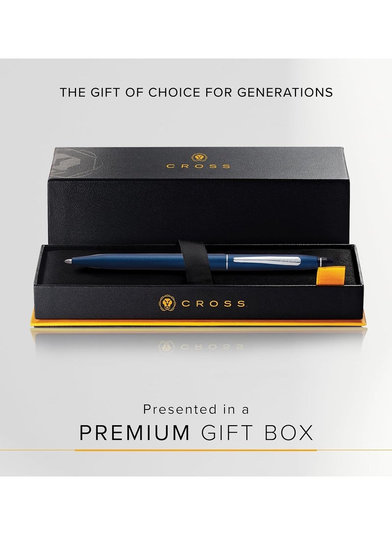 Cross 1-Piece Click Ballpoint Pen In Gift Box Black Ink Blue Barrel  - Image 3