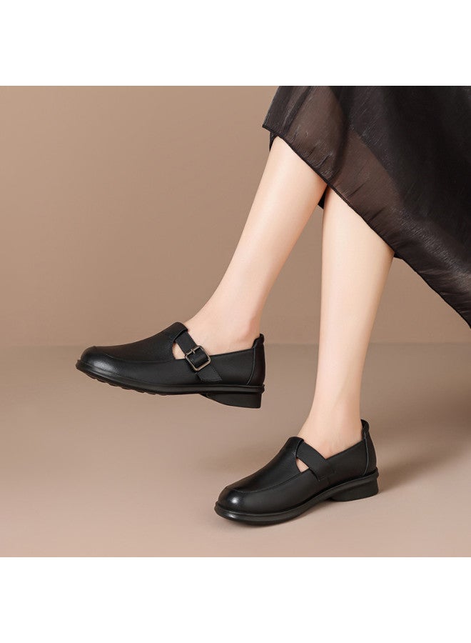 ZHR Top Grain Leather】slip-on Women's Shoes Black Spring/autumn Leather Shoes For Women Genuine Soft Leather Loafers Women's Flats - Image 4