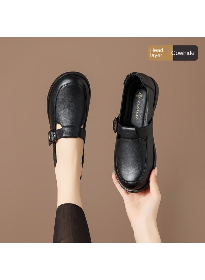 ZHR Top Grain Leather】slip-on Women's Shoes Black Spring/autumn Leather Shoes For Women Genuine Soft Leather Loafers Women's Flats - Image 2
