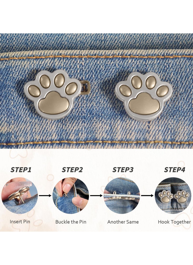 SYOSI 8 Pairs Jean Buttons for Loose Jeans, Cat Claw Pant Waist Tightener, Adjustable Waist Buckle Extender, Detachable Waistband Tightener Buttons Pins for Jeans  - Image 4