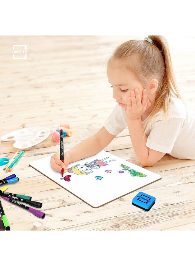 Scribbledo 2 Pack Small White Board Dry Erase Mini Whiteboard 9X12 Inch Small Dry Erase Board Marker Board Dry Erase Lapboards Handheld Personal White Boards For Students Small Whiteboard - Image 2