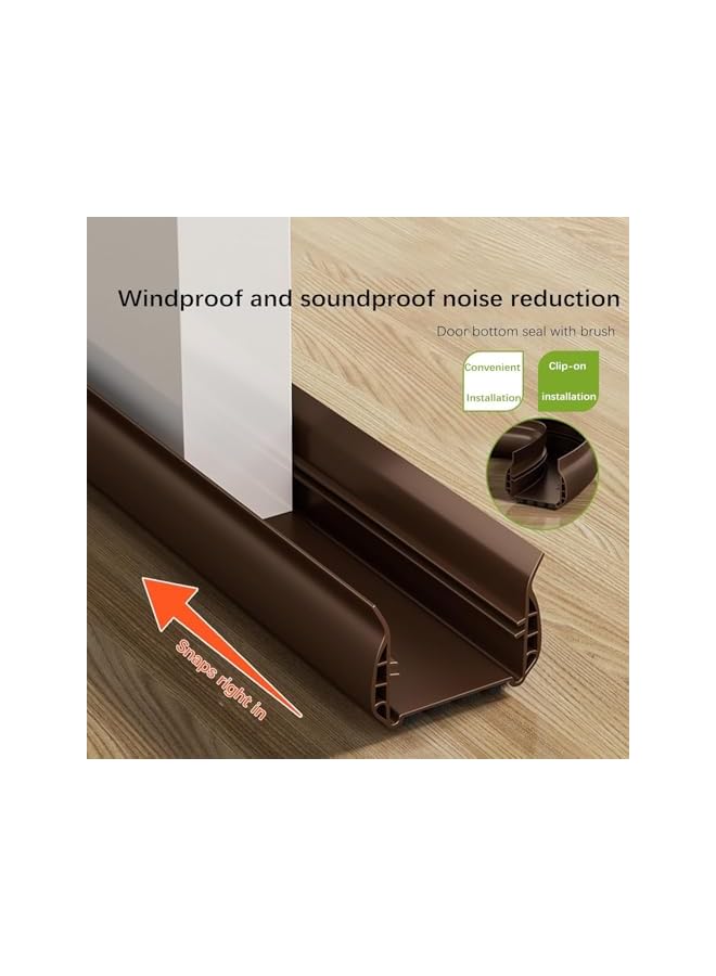 The Bros Door Draft Stopper for Bottom, 36.6" Length Under Door Draught Excluder with Brush, Cuttable Under Door Seal Blocker, Insulator Door Sweep Weather Stripping Noise Stopper Adhesive, Black - Image 2
