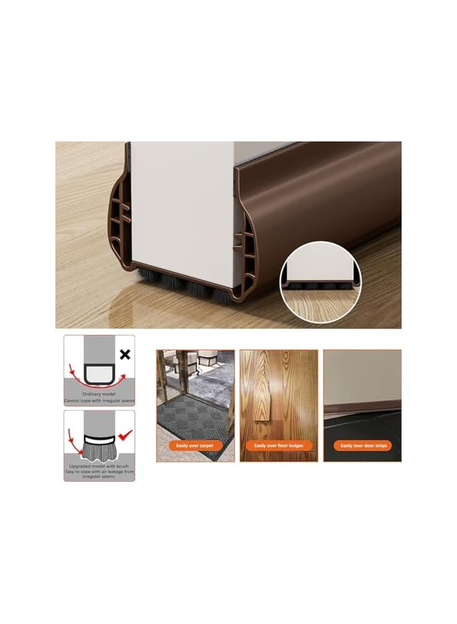 The Bros Door Draft Stopper for Bottom, 36.6" Length Under Door Draught Excluder with Brush, Cuttable Under Door Seal Blocker, Insulator Door Sweep Weather Stripping Noise Stopper Adhesive, Black - Image 4