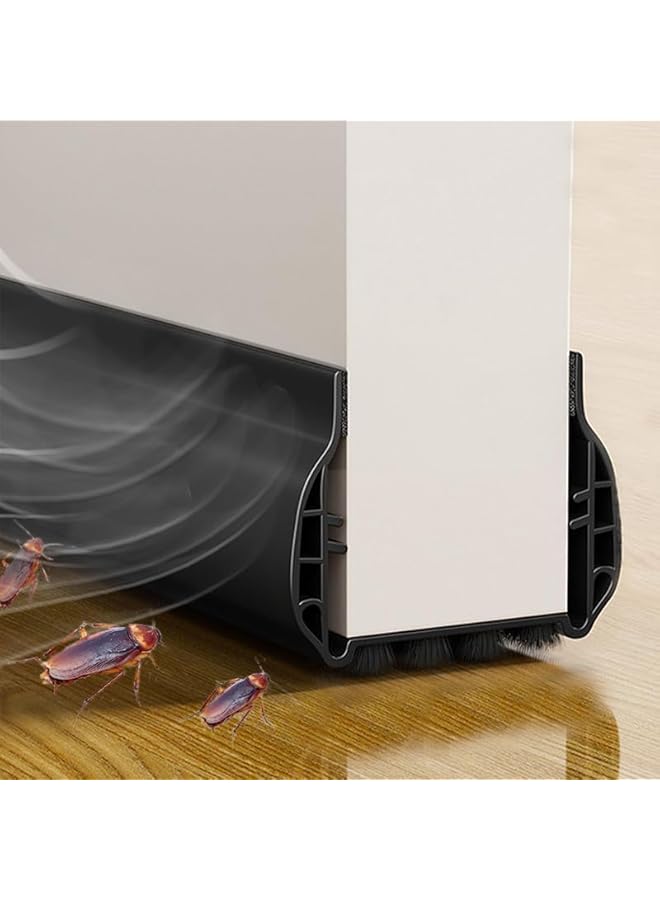 The Bros Door Draft Stopper for Bottom, 36.6" Length Under Door Draught Excluder with Brush, Cuttable Under Door Seal Blocker, Insulator Door Sweep Weather Stripping Noise Stopper Adhesive, Black - Image 1