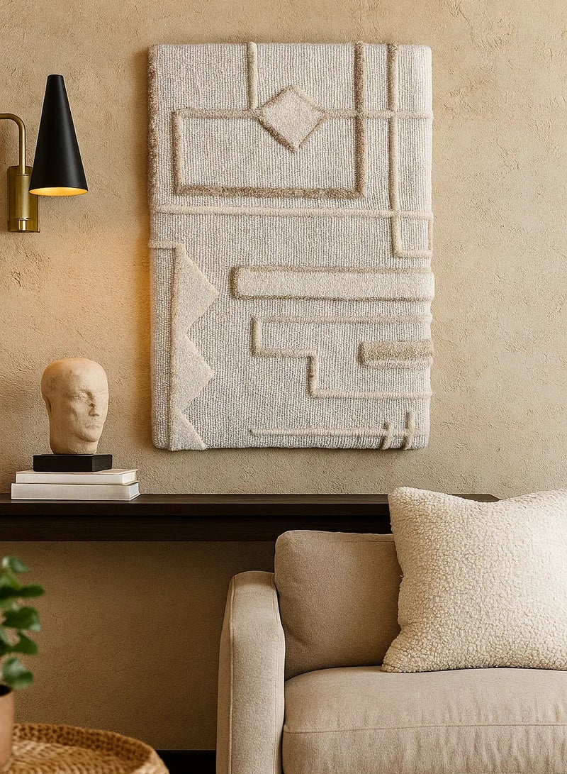 لوفت لوحة فنية جدارية حديثة من القماش مقاس 60×90 سم - لون عاجي أنيق لغرف المعيشة والمكاتب، هانهام - Image 1
