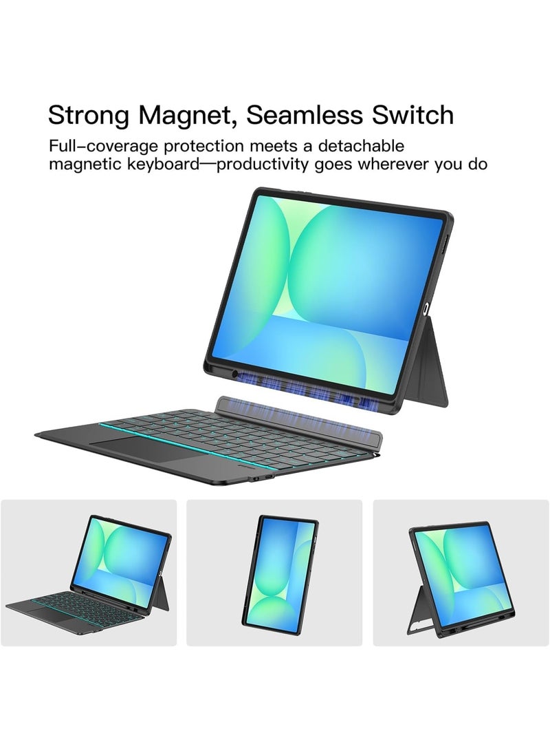 آرترابيت حافظة لوحة مفاتيح قابلة للفصل لجهاز  Galaxy Tab S10+ Plus/S9+ Plus/S9 FE+ Plus مقاس 12.4 بوصة، حافظة لوحة مفاتيح Magic Keyboard قابلة للفصل مزودة بتقنية Bluetooth وحامل، ولوحة تتبع متعددة اللمس، وإضاءة خلفية بـ 7 ألوان - Image 4