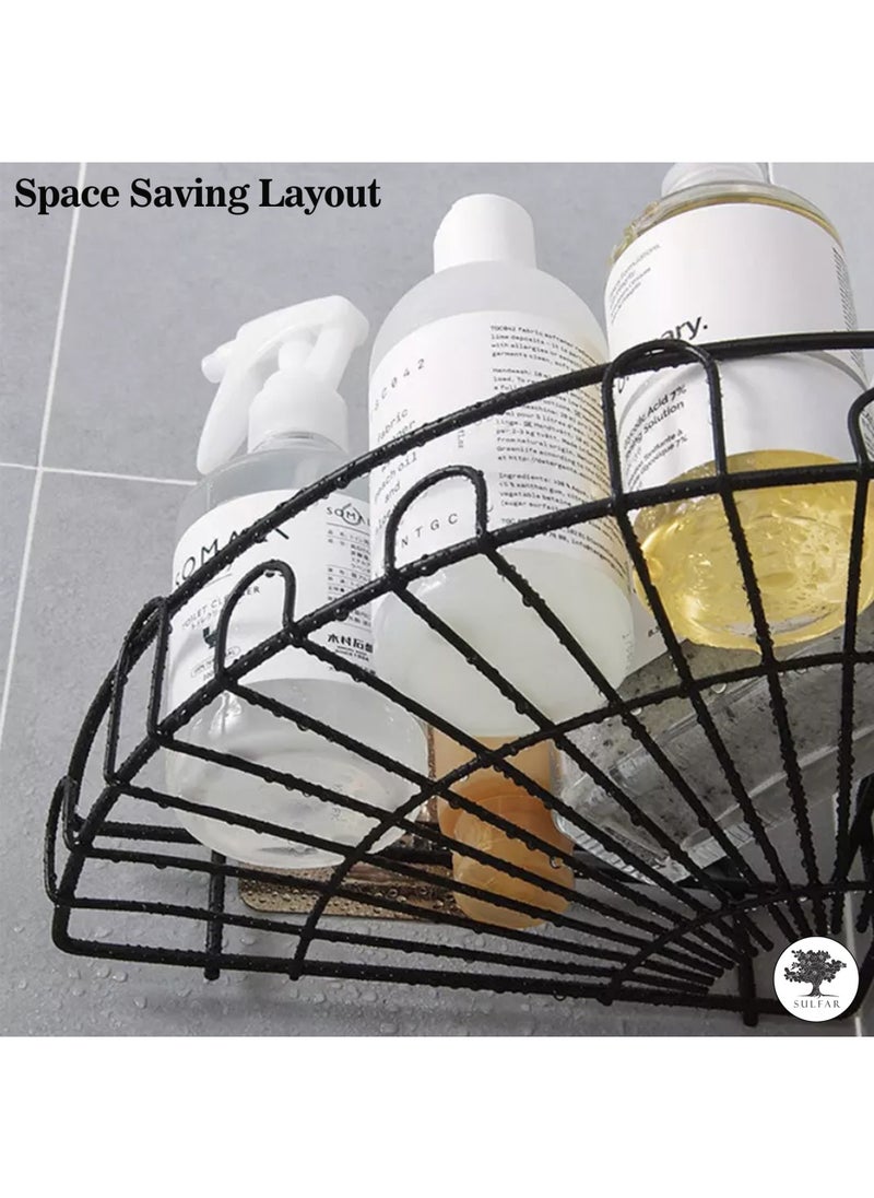 sulfar MS Bathroom Organiser Without Drill Bathroom Rack Stand for Corner Shampoo Holder Multipurpose Kitchen Holder Storage (Flower Design) Silver  - Image 4