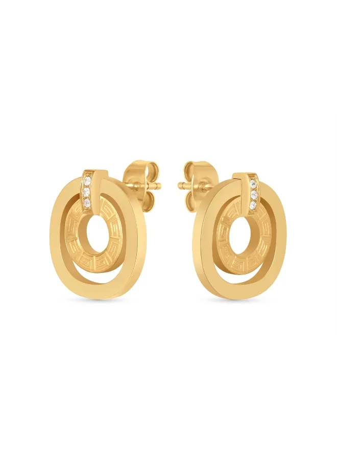 غاي لاروش أقراط كيم مطلية بالذهب بشعار الجري وكريستالات