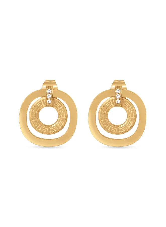 غاي لاروش أقراط كيم مطلية بالذهب بشعار الجري وكريستالات