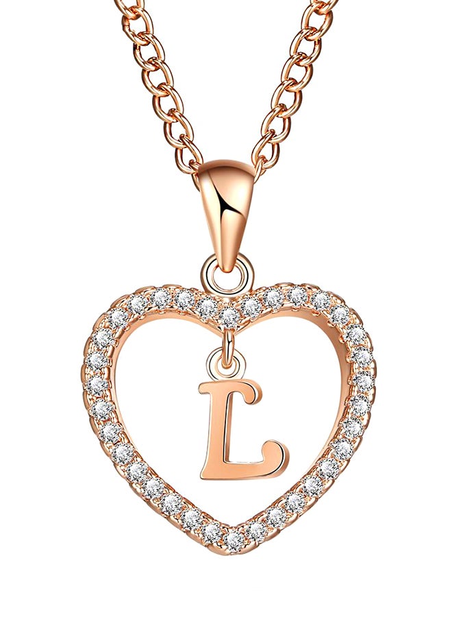 Concise Hollowed Heart Alphabet Pendant Necklace