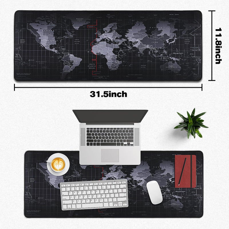 Yuhijoy Mouse Pad Gaming - Desk Mat for Keyboard and Mouse - Black World Map Large Mouse Pads for Desk, Gaming Mousepad with Non-Slip Base, Desks Pad (31.5" X 11.8") for Game, Office and Home - Image 5