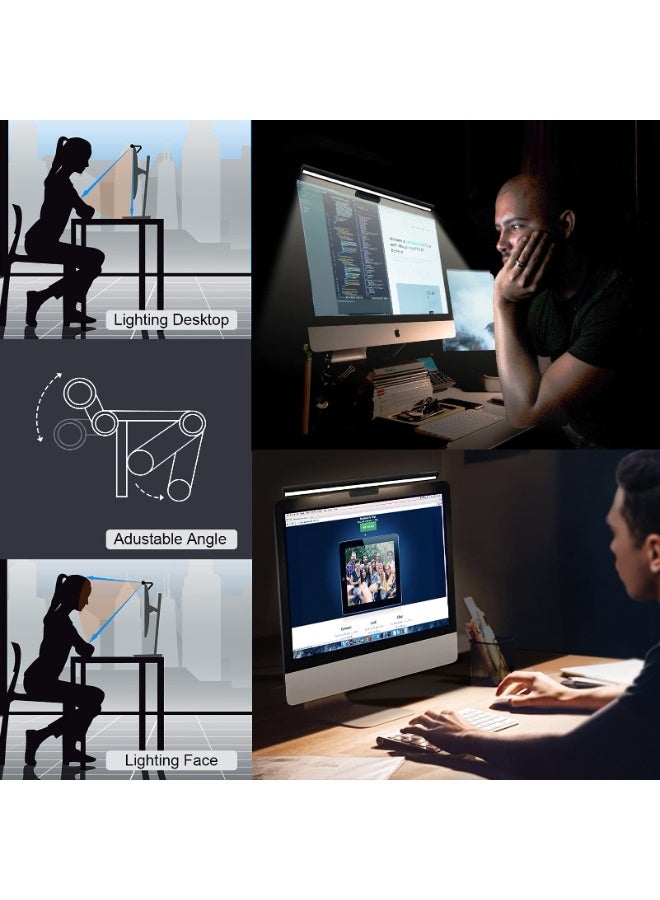 OHAHO Smart Computer Monitor Light Bar with Anti-Glare Backlight - Auto-Dimming LED Computer Screen Lamp with 3000K-6000K Adjustable Color 3-Level Brightness Touch Control for Eye Protection Home Office/Gaming Dual Mod - Image 3