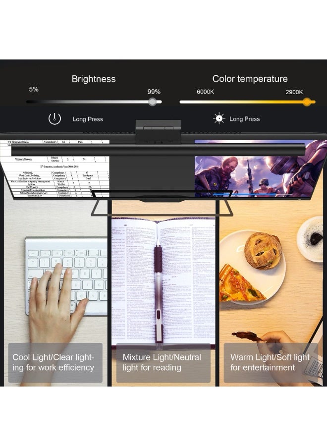 OHAHO Smart Computer Monitor Light Bar with Anti-Glare Backlight - Auto-Dimming LED Computer Screen Lamp with 3000K-6000K Adjustable Color 3-Level Brightness Touch Control for Eye Protection Home Office/Gaming Dual Mod - Image 5