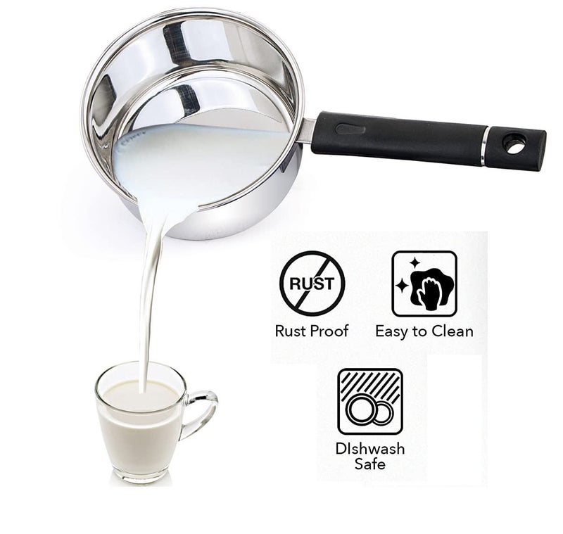 KLASSI KICHEN 1 Litre Tpan Stainless Steel Tea Pan Induction Sauce Pan Chai Pan Small Pan Silver - Image 4