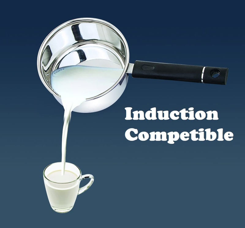 KLASSI KICHEN 1 Litre Tpan Stainless Steel Tea Pan Induction Sauce Pan Chai Pan Small Pan Silver - Image 5