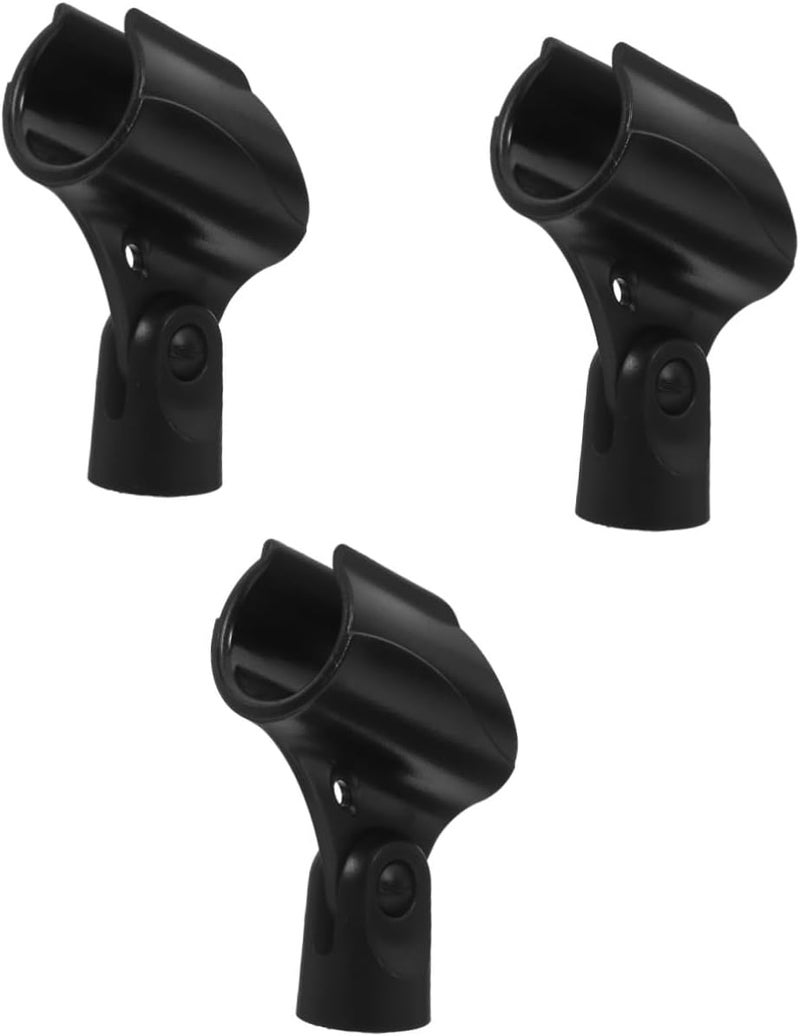 3Pcs Black Microphone Clip Holder Clamp 10x6x3 8cm Lightweight Portable for Wired Mics - Image 1