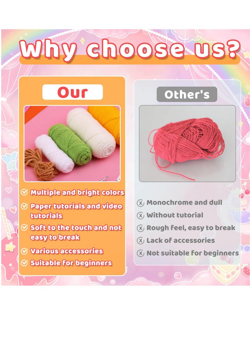 Excefore Crochet Kit for Beginners, Complete Crochet Start Kit, Crochet Animal Kit Rabbit Carrot, with Crochet Hook Set Crochet Yarn, Step-by-Step Video Tutorials, for Adult DIY Knitting Supplies - Image 4