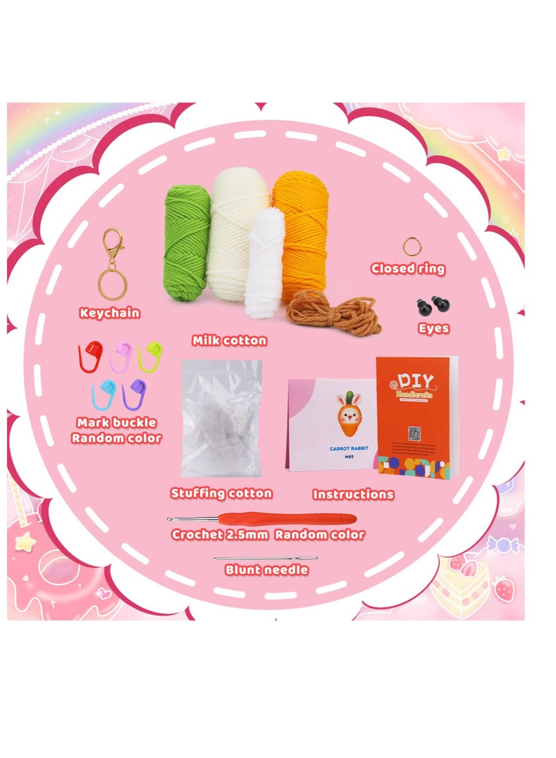 Excefore Crochet Kit for Beginners, Complete Crochet Start Kit, Crochet Animal Kit Rabbit Carrot, with Crochet Hook Set Crochet Yarn, Step-by-Step Video Tutorials, for Adult DIY Knitting Supplies - Image 2
