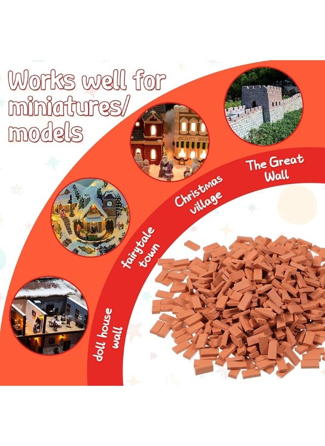 Civaner - Mini Bricks Tiny Bricks for Landscaping Red Miniature Bricks Model Brick Wall Small Bricks for Crafts Realistic Fake Bricks Mini Blocks for Dollhouse Garden Accessories, 1/35 Scale (200 Pcs) - Image 1