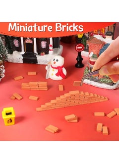 Civaner Mini Bricks Tiny Bricks for Landscaping Red Miniature Bricks Model Brick Wall Small Bricks for Crafts Realistic Fake Bricks Mini Blocks for Dollhouse Garden Accessories, 1/35 Scale (200 Pcs)  - Image 1