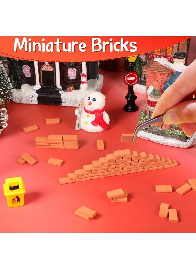 Civaner - Mini Bricks Tiny Bricks for Landscaping Red Miniature Bricks Model Brick Wall Small Bricks for Crafts Realistic Fake Bricks Mini Blocks for Dollhouse Garden Accessories, 1/35 Scale (200 Pcs) - Image 1