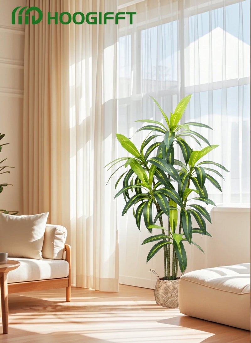 هوغيفت شجرة دراسينا صناعية بطول 150 سم - نبات يوكا استوائي مزيف واقعي للمنزل، المكتب، غرفة المعيشة، الديكور الداخلي والخارجي - شجرة حريرية خالية من الصيانة - Image 4