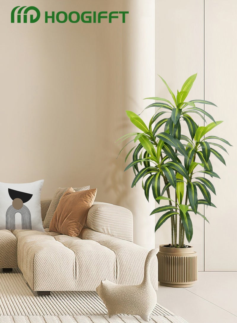 هوغيفت شجرة دراسينا صناعية بطول 150 سم - نبات يوكا استوائي مزيف واقعي للمنزل، المكتب، غرفة المعيشة، الديكور الداخلي والخارجي - شجرة حريرية خالية من الصيانة - Image 3