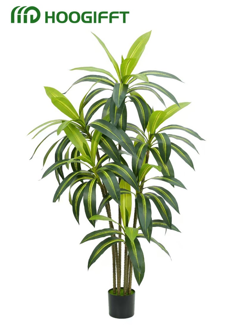 هوغيفت شجرة دراسينا صناعية بطول 150 سم - نبات يوكا استوائي مزيف واقعي للمنزل، المكتب، غرفة المعيشة، الديكور الداخلي والخارجي - شجرة حريرية خالية من الصيانة - Image 1