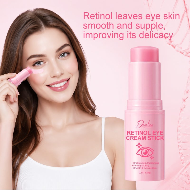 Danliss Retinol Firming Eye Cream Stick 9g Pink Portable Twist-Up. Retinol reduces fine lines and brightens the complexion - Image 3