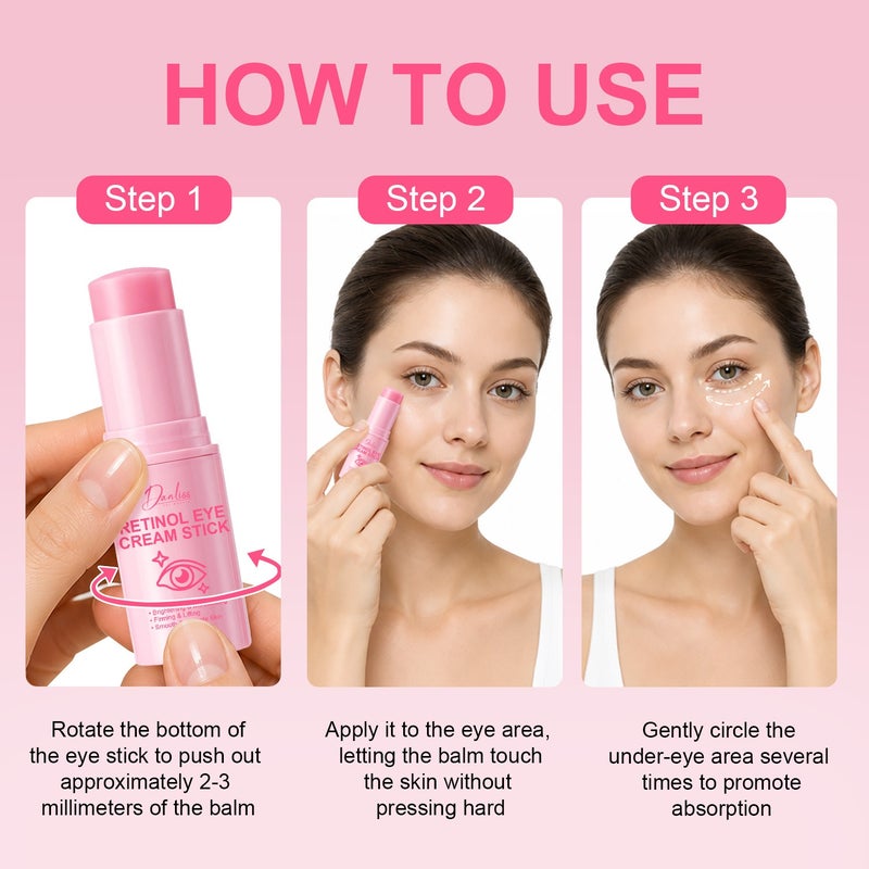 Danliss Retinol Firming Eye Cream Stick 9g Pink Portable Twist-Up. Retinol reduces fine lines and brightens the complexion - Image 4