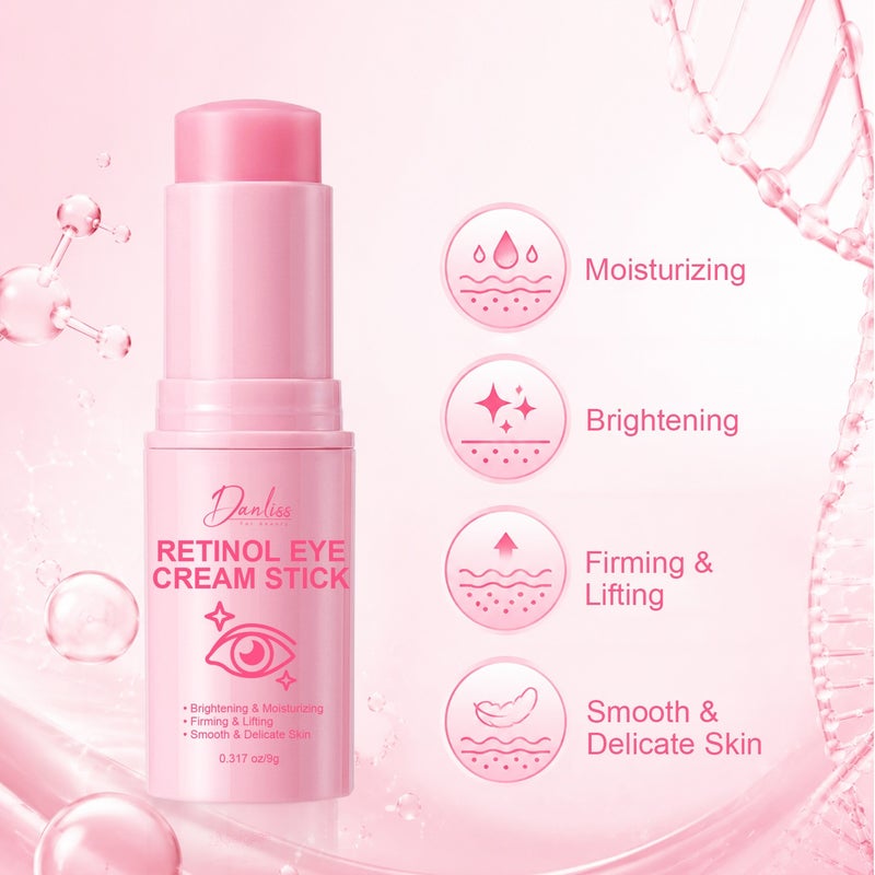 Danliss Retinol Firming Eye Cream Stick 9g Pink Portable Twist-Up. Retinol reduces fine lines and brightens the complexion - Image 2