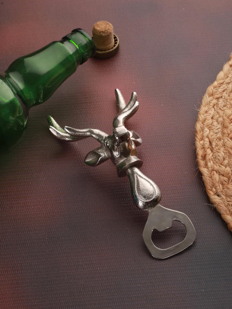 Trovea's Silver Stag Elegance: Premium Deer Bottle Opener for Beer, Juices, Sauces, Softdrinks - Image 1