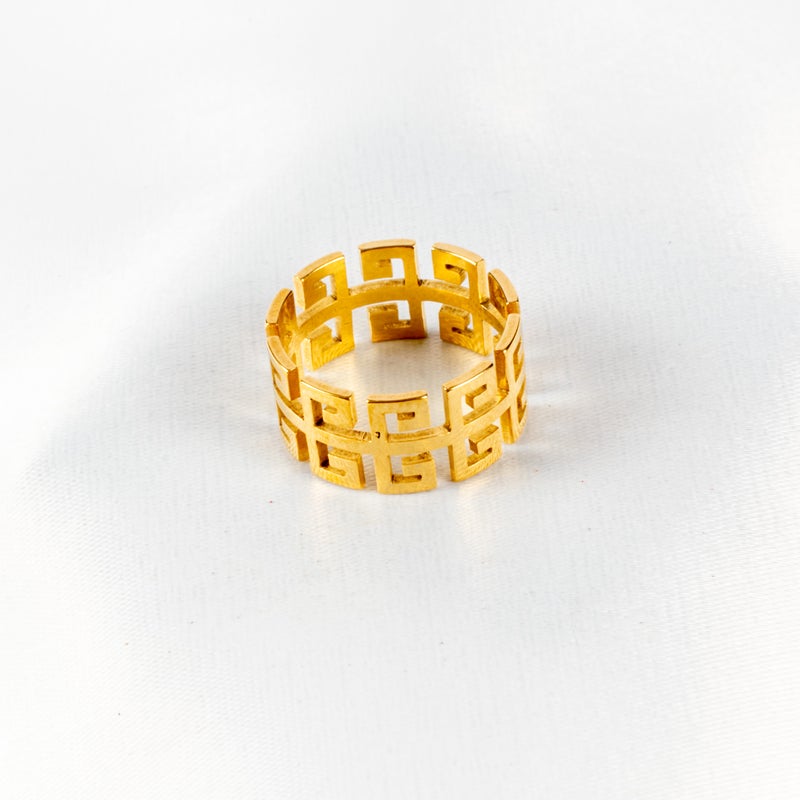 The Black Pearl Accessories Golden Stainless Steel Ring Size 17 - Image 2