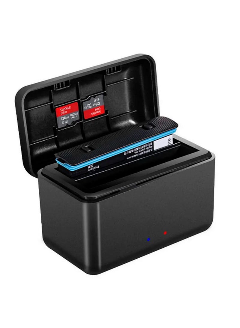 Dual Channel Fast Charging Charger Hub with Micro SD Card Slot and Built in Battery Storage Charging Case Compatible with Insta360 X4 Camera Accessories - Image 2
