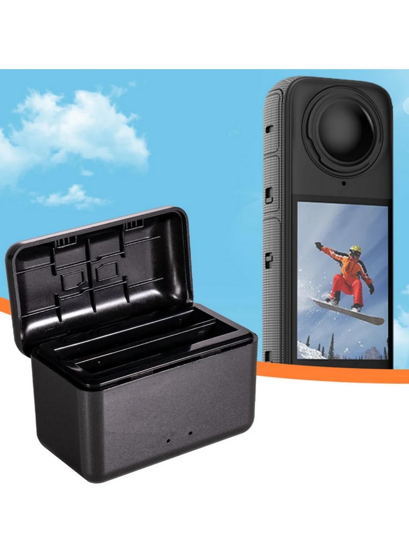 Dual Channel Fast Charging Charger Hub with Micro SD Card Slot and Built in Battery Storage Charging Case Compatible with Insta360 X4 Camera Accessories - Image 4
