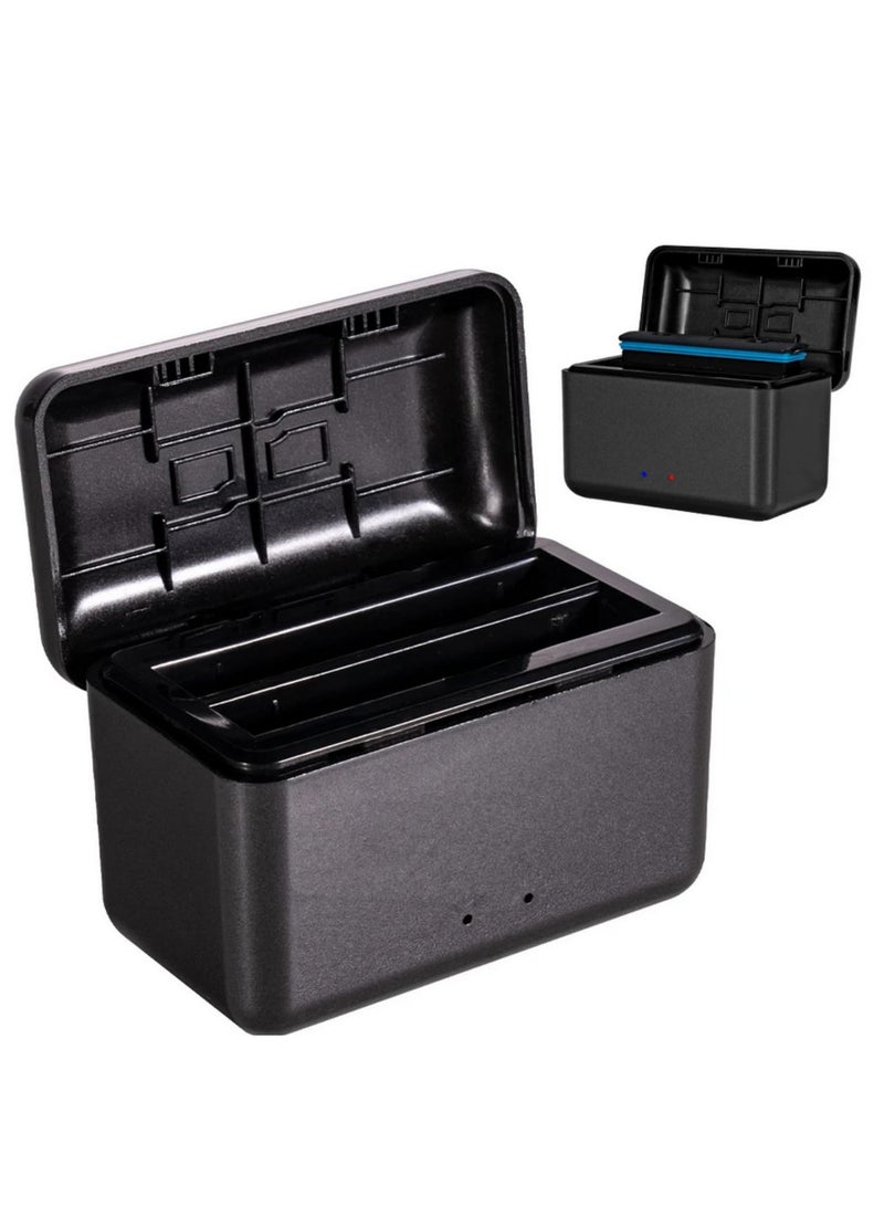 Dual Channel Fast Charging Charger Hub with Micro SD Card Slot and Built in Battery Storage Charging Case Compatible with Insta360 X4 Camera Accessories - Image 1