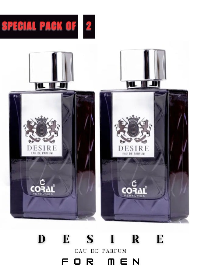 Coral DESIRE for Men, Eau De Parfum 85ml (SPECIAL PACK OF 2)  - Image 1